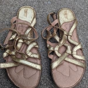 Born Gold Leather Gladiator Sandals Size 11M EUC